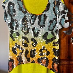 Leopard Print Sequin Top